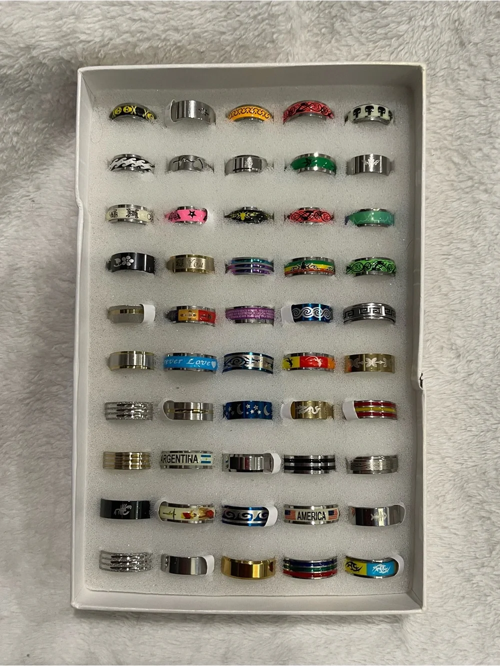 Choice of 1 Multicolor Stainless Steel Decorative Band Rings-Unbranded
